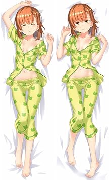 Misaka Mikoto Anime Body Pillow Case Cover Throw Pillow Cover Bedding Body Double-Sided Hug Cosplay Cushion Otaku Dakimakura Peach Skin 59in X 19.6in 150x50CMA