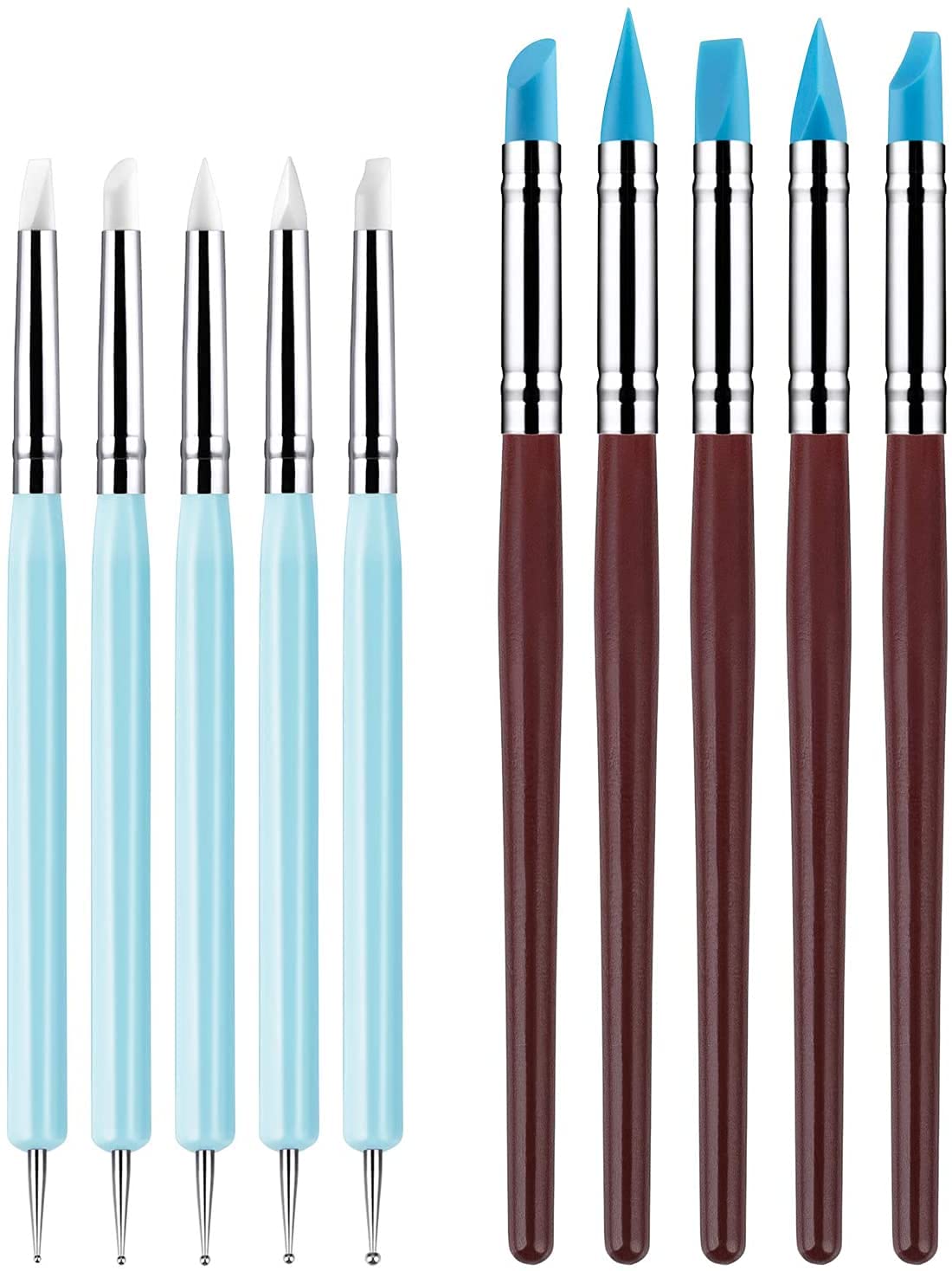 KASTWAVE 10Pcs Silicone Clay Sculpting Tool, Modeling Dotting Tool& Pottery Craft use for DIY Handicraft