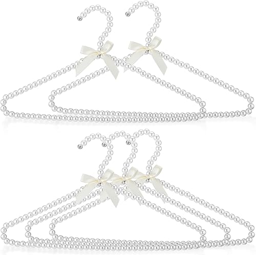 Threan 5 piezas de 16 pulgadas de perlas con cuentas de ropa con lazo de lazo de metal elegante ropa estándar para mujer, novia, vestido de boda,