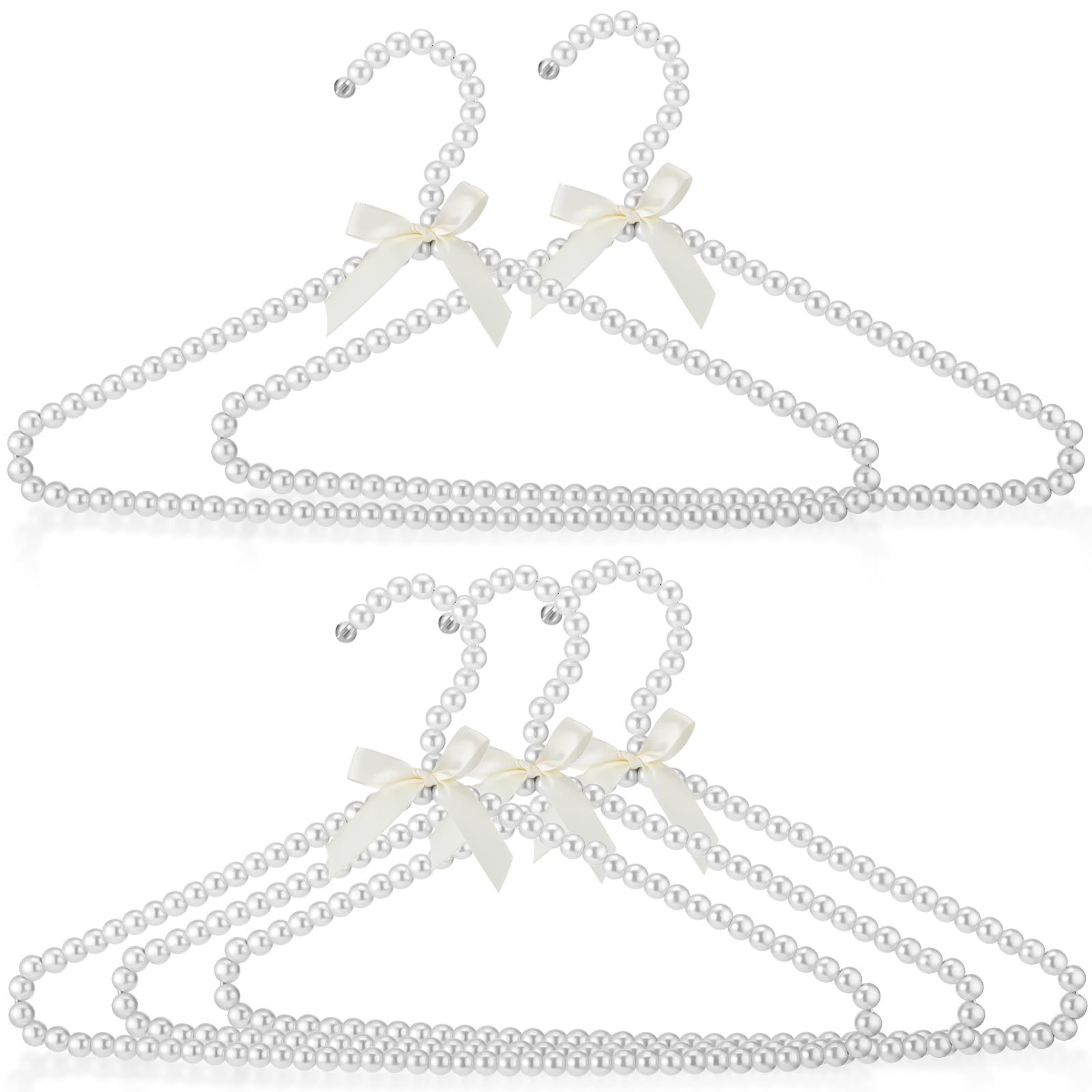 Cintres en perles de 40,6 cm haut de gamme avec nœud en métal pour une tenue de mariée parfaite