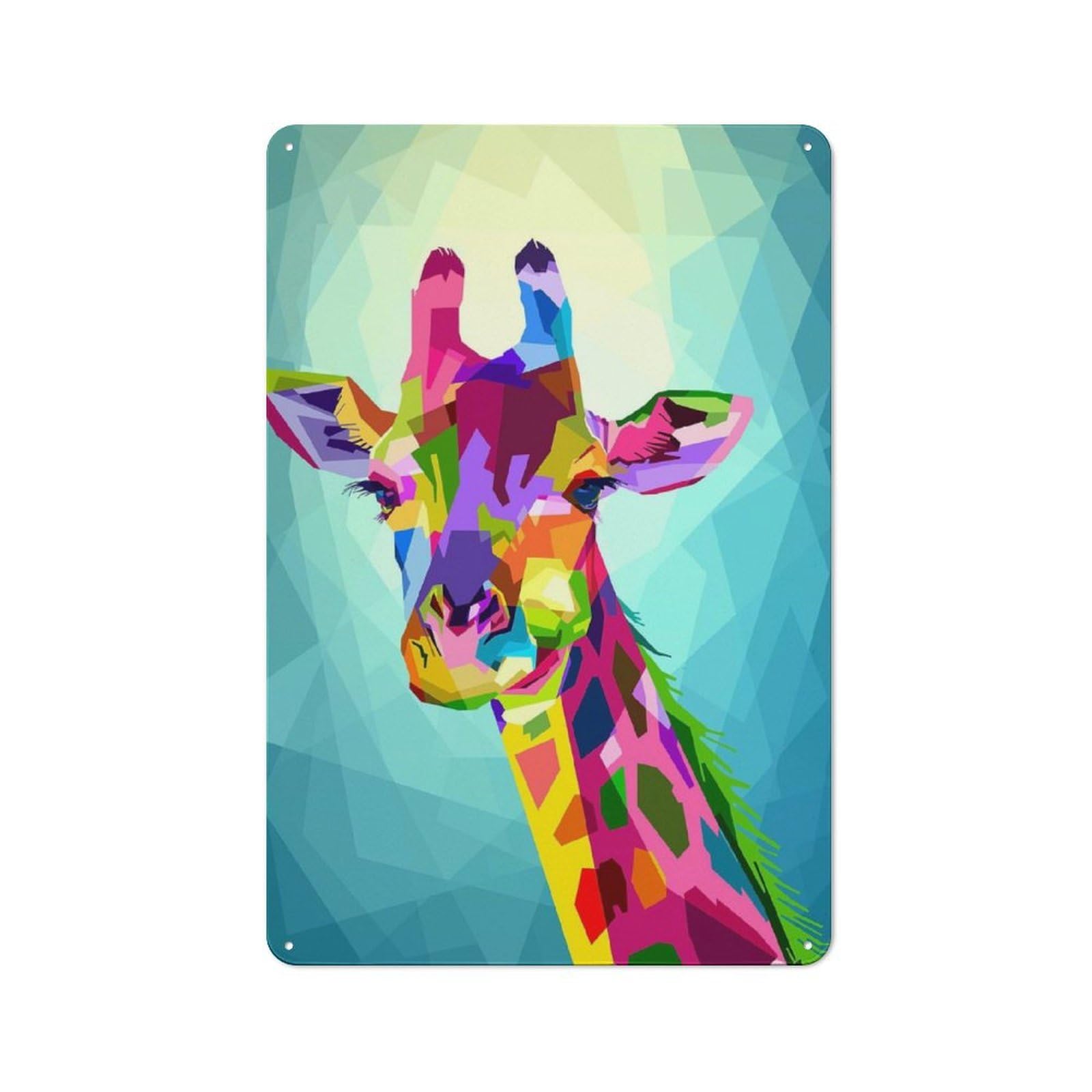 Junmoney Style-21 Giraffe In Geometric Art Retro Metal Wall Sign 30X20cm For Living Room Or Hallway, For Collectors Decorating Living Rooms And Hallways