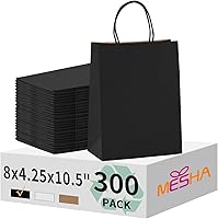 Vista 16 de Bolsas de papel kraft Mesha 5.25 x 3.75 x 8 pulgadas marrones pequeñas con asas a granel, paquete de 300 para pequeñas empresas, recuerdos