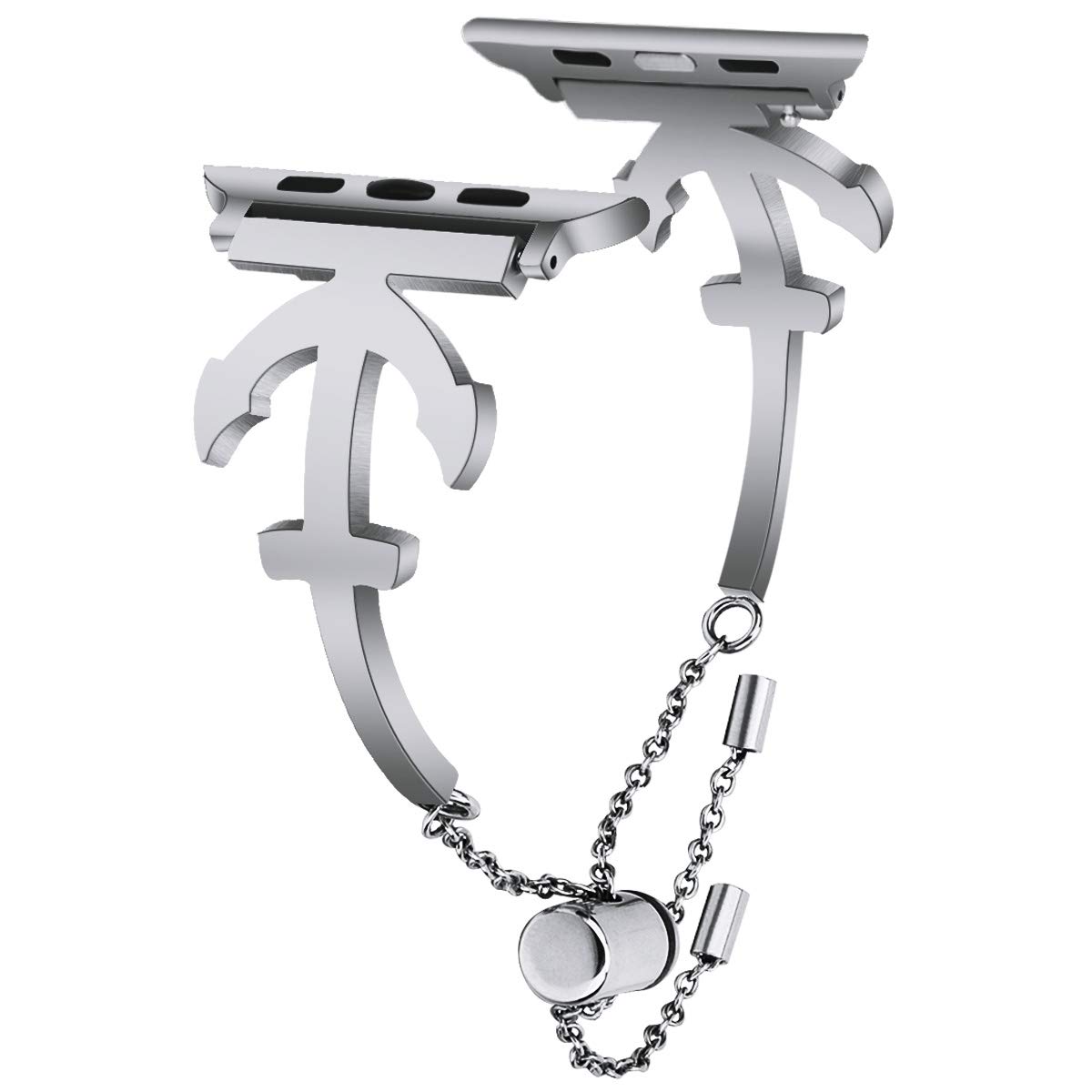 V-MORO Compatible Apple Watch Band 42mm 44mm Women Men, Stainless Steel Metal iWatch Bracelet Replacement Strap Wristbands for Apple Watch Series 4 Series 3,Series 2,Series 1(Anchor Charm-Silver,42mm)