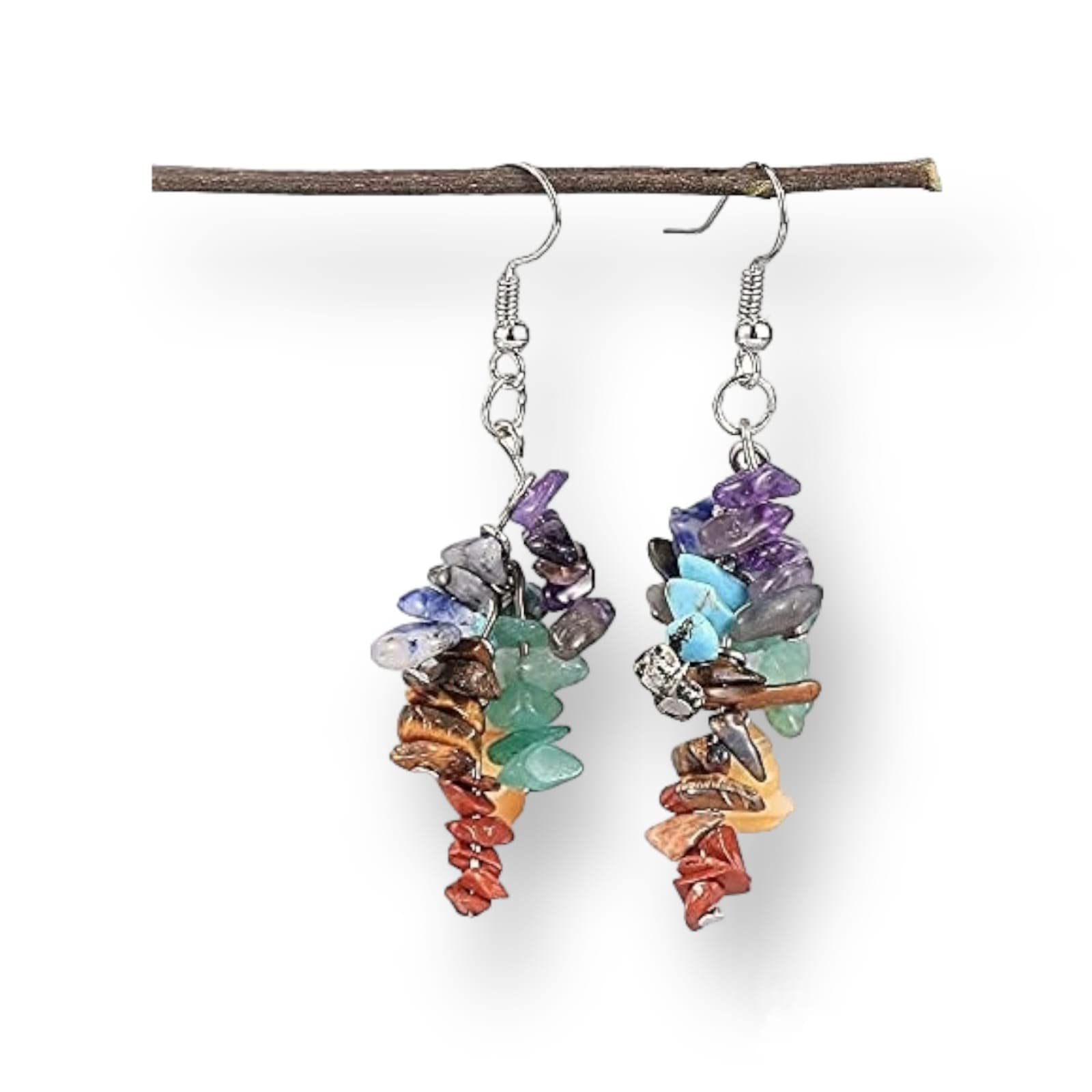 PANAKUMUS Natural 7 Chakra Gemstone Chips Earrings Experience Perfect Balance Of Style And Spirituality For Women (B0BXT15SNS) Amazon Price History, Amazon Price Tracker