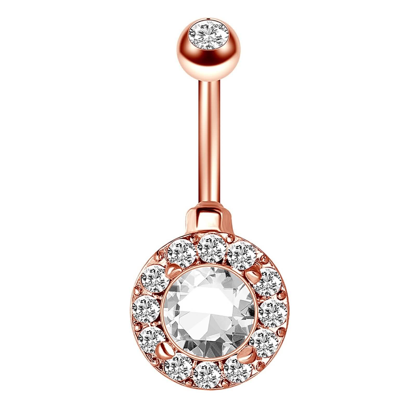 Piercing para ombligo de acero inoxidable de alta calidad para ombligo, 6 unidades, diseño de estrella redonda, circonita cúbica blanca