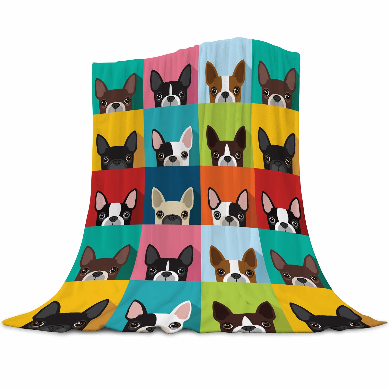 Boston Terrier Throw Blanket 50x60 Inches - Soft Flannel Blankets for Adults - Cute Dog Blanket for Couch &amp; Bed - Boston Terrier Gifts for Women &amp; Men - Pet Lover Home Decor