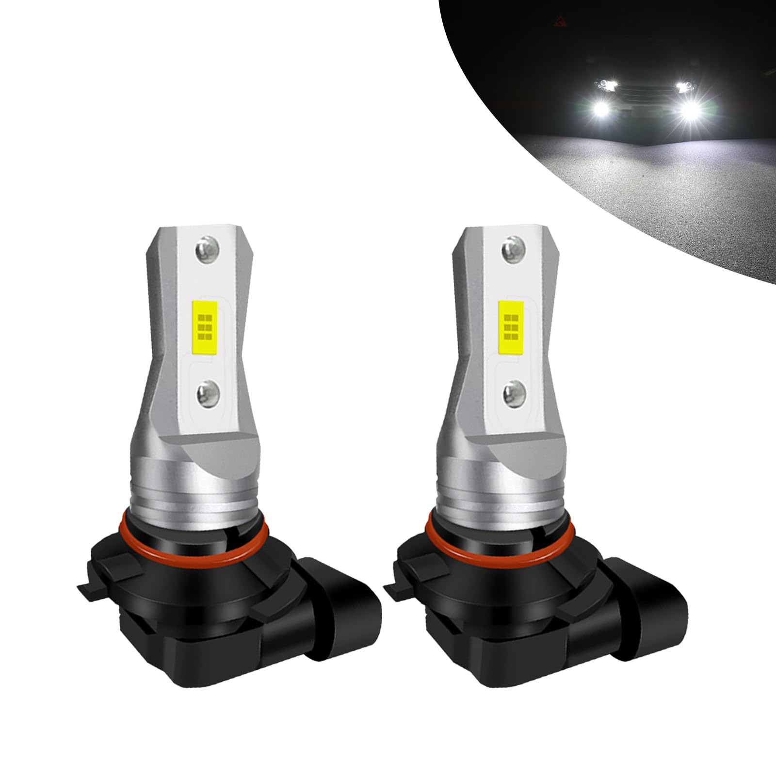 Tesnaao Pack-2 Car Fog Light Bulbs, 80W Energy-saving 1800LM 6000K Waterproof Durable Vehicle Lighting Accessories, Universal Automotive Bulb Replacements for Truck SUV Car (White Light #9006)