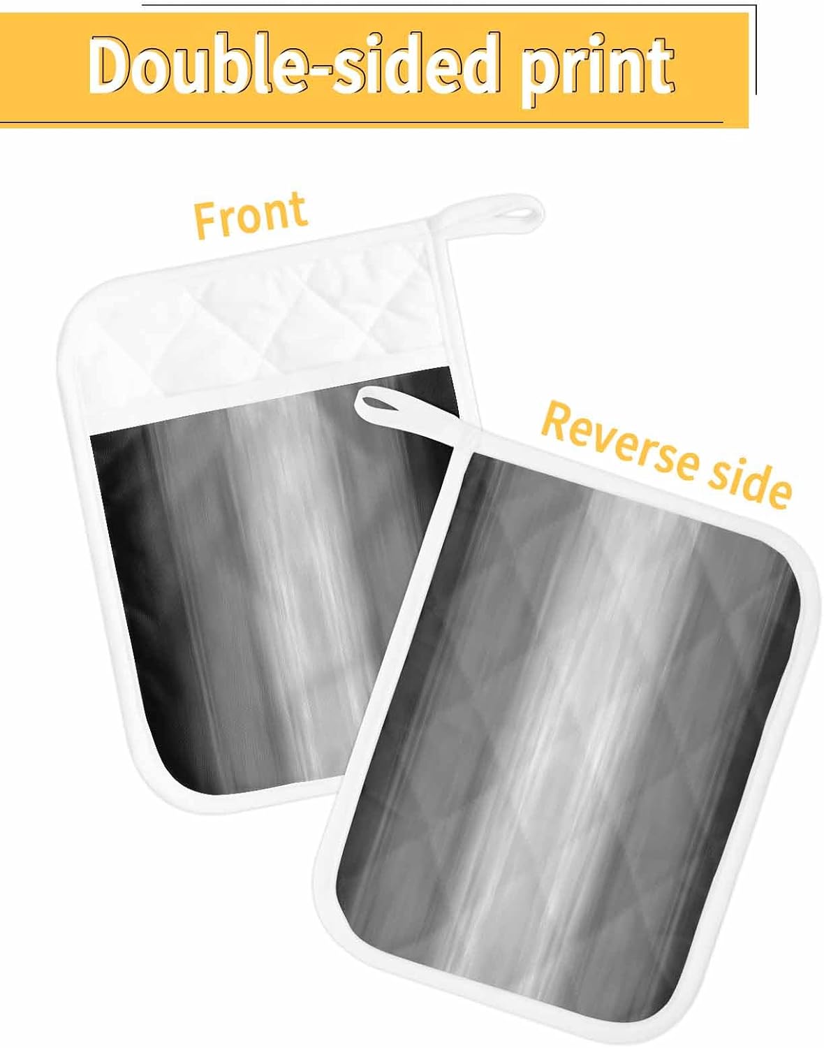 5 Pack Pot Holder with Pocket, Abstract Black White Ombre Kitchen Potholders Heat Proof Non Slip Pot Holders Sets, Modern Gradient Style Hot Pads Potholder for Cooking Baking BBQ