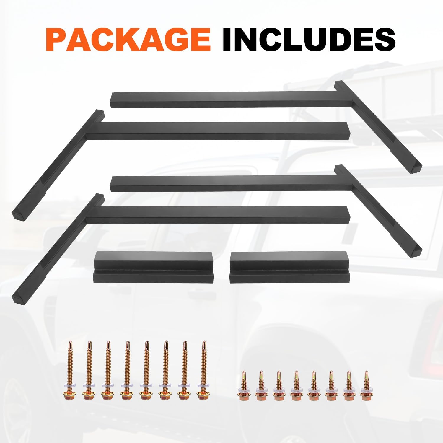 Truck Cap & Topper Ladder Rack, 440 lbs Load Capacity, Heavy Duty Galvanized Steel Material, Truck Topper Roof Rack for Ladders, Lumber, Kayaks, Pipes(Drilling Required)