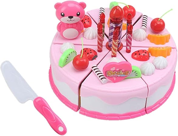 Amazon Deerace お誕生日おめでとうパーティーケーキキッチンおもちゃ女の子と男の子の子供のための遊びのふりをする ピンク 屋内遊具 おもちゃ