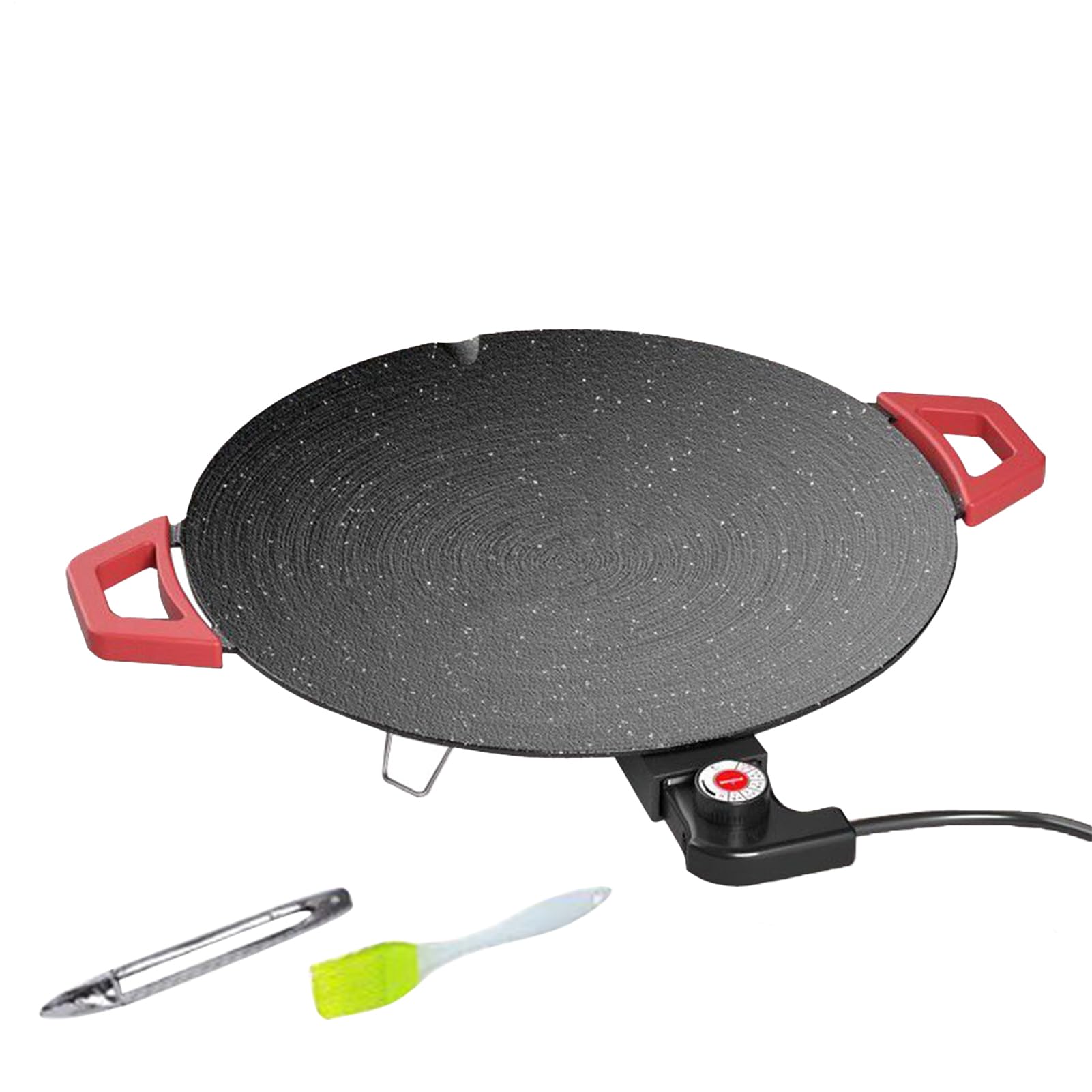 Plancha Eléctrica De Interior Sartén Portátil Antiadherente | Parrilla Eléctrica Con Cepillo De Y Tenazas Para BBQ para Barbacoa de Cocina, Desayuno, Filete, Tortitas, Hamburguesas y