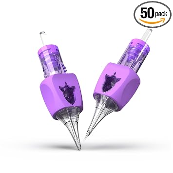 Wormhole Tattoo Needles Rocket, 50pcs Mixed Sizes Disposable Finger Ledge Tattoo Cartridge Needles #12 Standard 3RL 5RL 7RL 9RL 11RL Round Liner for Tattoo Machine Tattoo Gun Tattoo Supplies