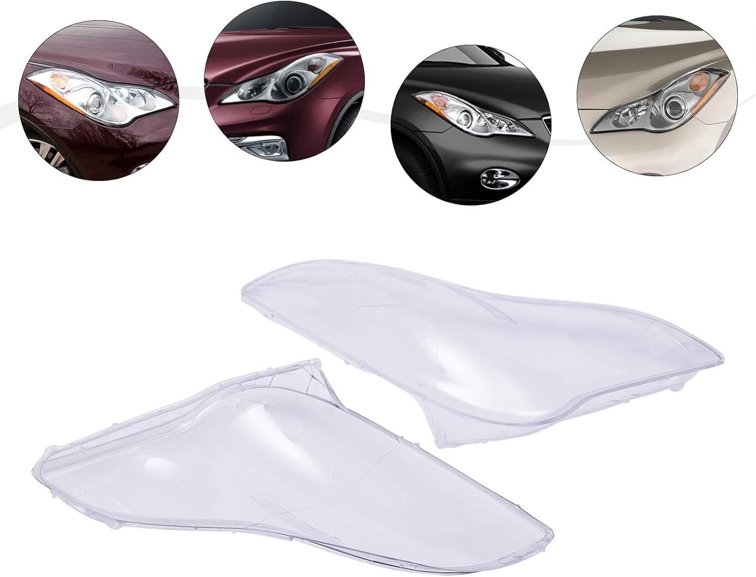 Left+Right Headlight Headlamp Lens Cover Compatible with Infiniti QX50 EX25 EX35 2008 2009 2010 2011 2012 Pair Headlamp Lens Cover (Pair)