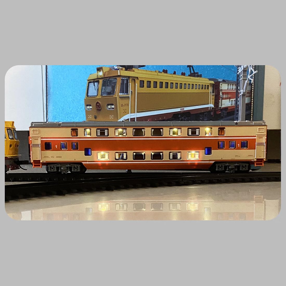 SS7C Mini train électrique en alliage, modèle de locomotive à vapeur réaliste avec wagons de passagers et longue voie