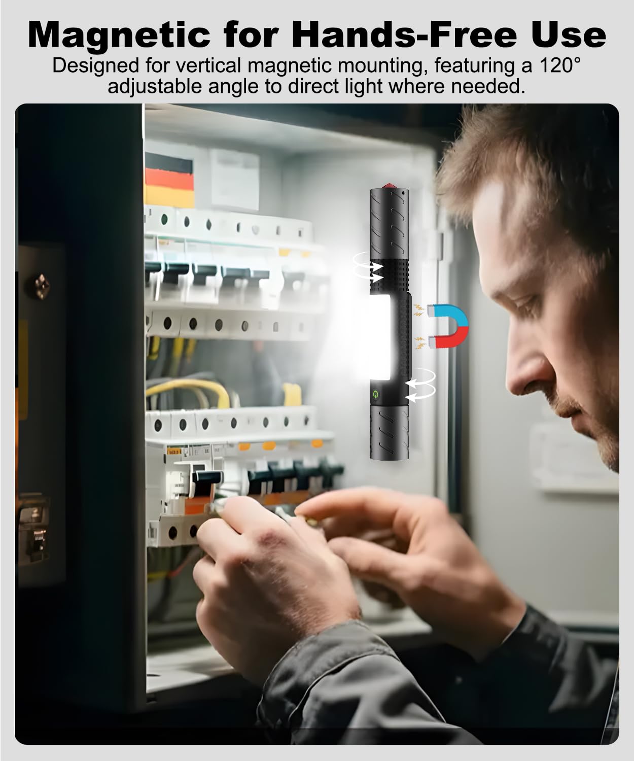 Linterna recargable de alta luminosidad 2025, linternas LED magnéticas superbrillantes con juego de destornilladores, interruptor de cristal de ventana, luz de flash COB, 7 modos, zoom, impermeable
