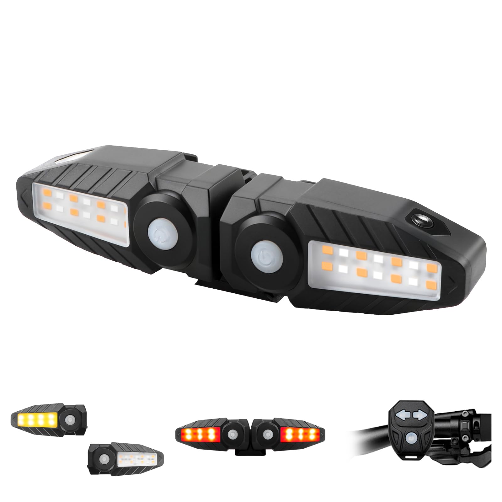Bike Turn Signals with Projector 5 Modes USB Rechargeable Bike Tail Light Remote Control Waterproof Split Ebike Bicycle Turn Signals Front and Rear for Night Riding and Commuting Safety-2PCS