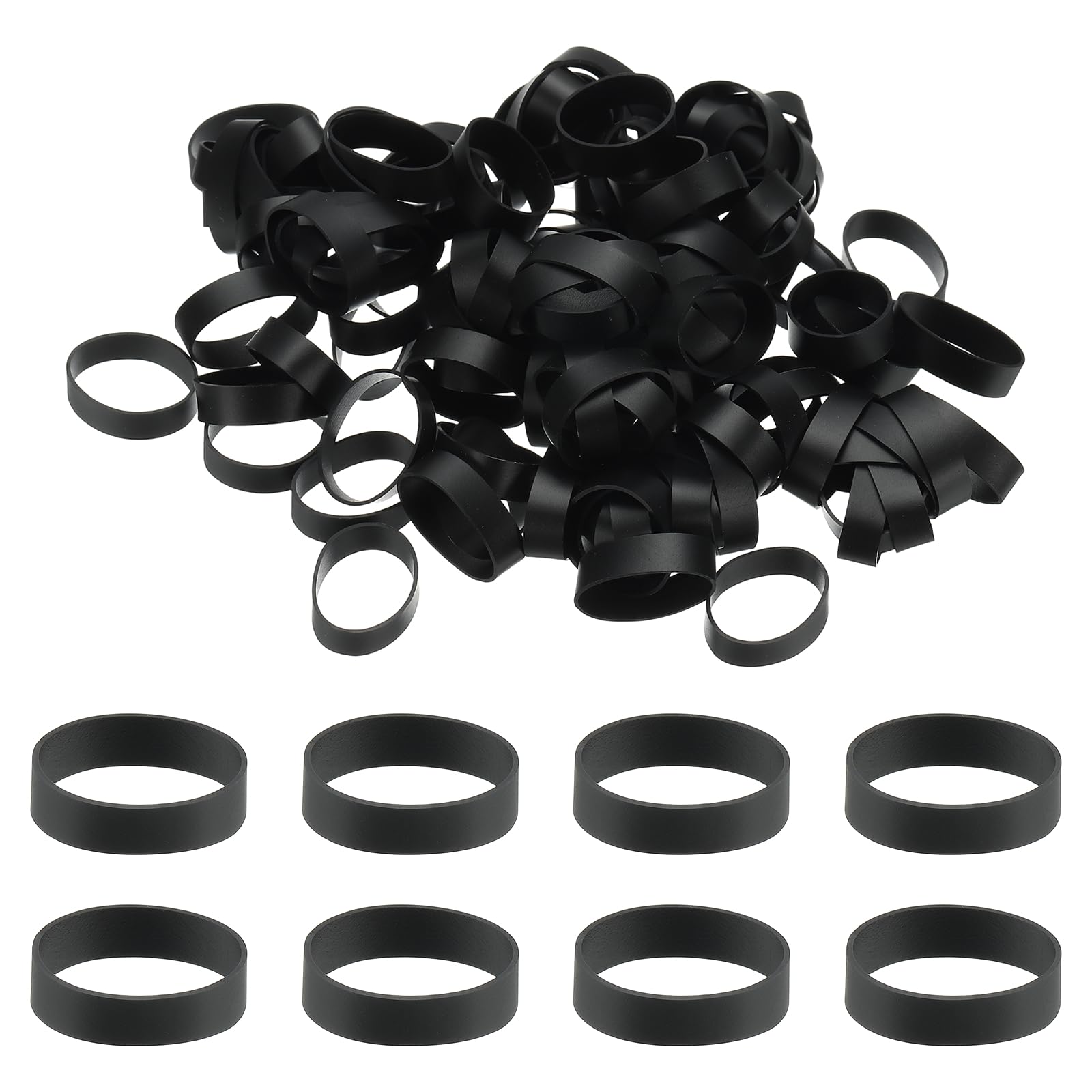 PATIKIL 250Pcs Silicone Cable Ties, 15mm Heavy Duty Small Strong Rubber Bands Silicone Rubber Bands for Cord Management Home Office Organization, Black(23x5x0.6mm)