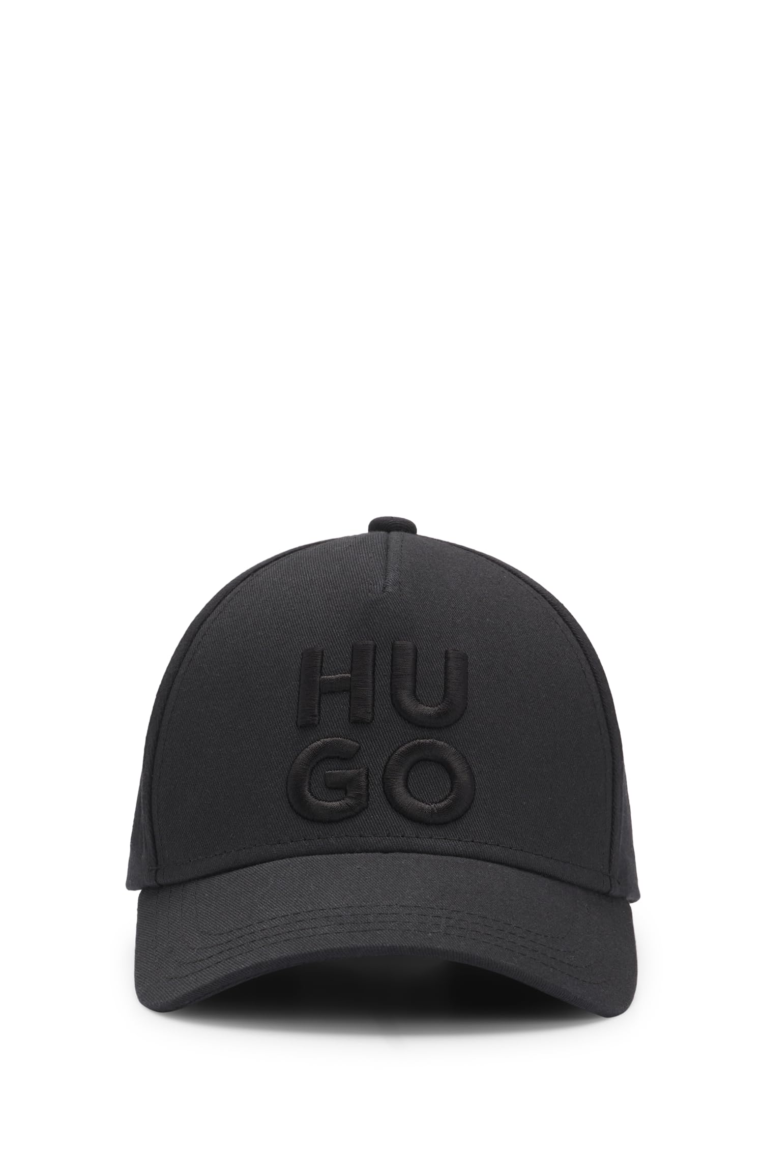 Hugo Boss 3409 Jude-Stacked Cotton Twill 3D Embroidery Logo Baseball Cap - Black