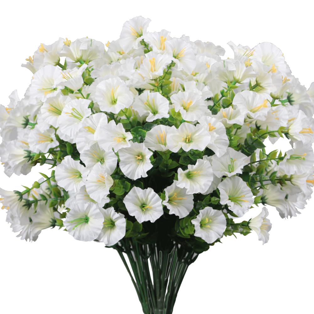 URSTOUD 10 Bundles Artificial Morning Glory,Fake Artificial Greenery UV Resistant No Fade Faux Plastic Flower for Wedding Bridal Bouquet Indoor