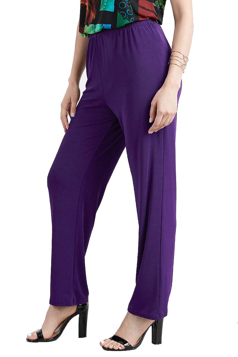 Jostar Womens Elastic Waist Pants Pull On Stretch Basic Soft Casual Trouser