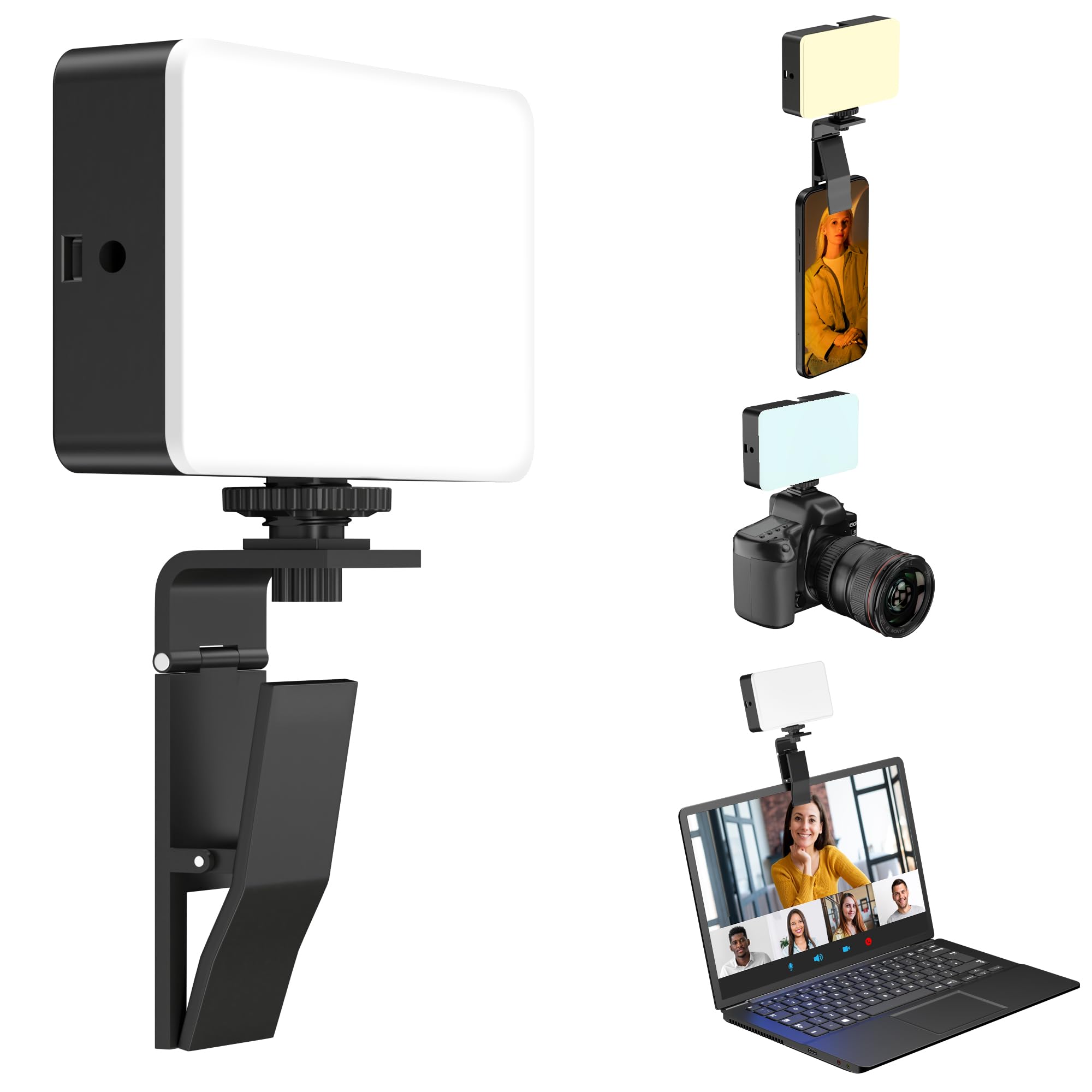 Sounce 60 LED Portable Selfie Ring Light with Clip & Tripod Adapter | Rechargeable 2200mAh | CRI 97+ | 3 Light Modes | for Phone, iPhone, Webcam, Laptop, Photo & Makeup