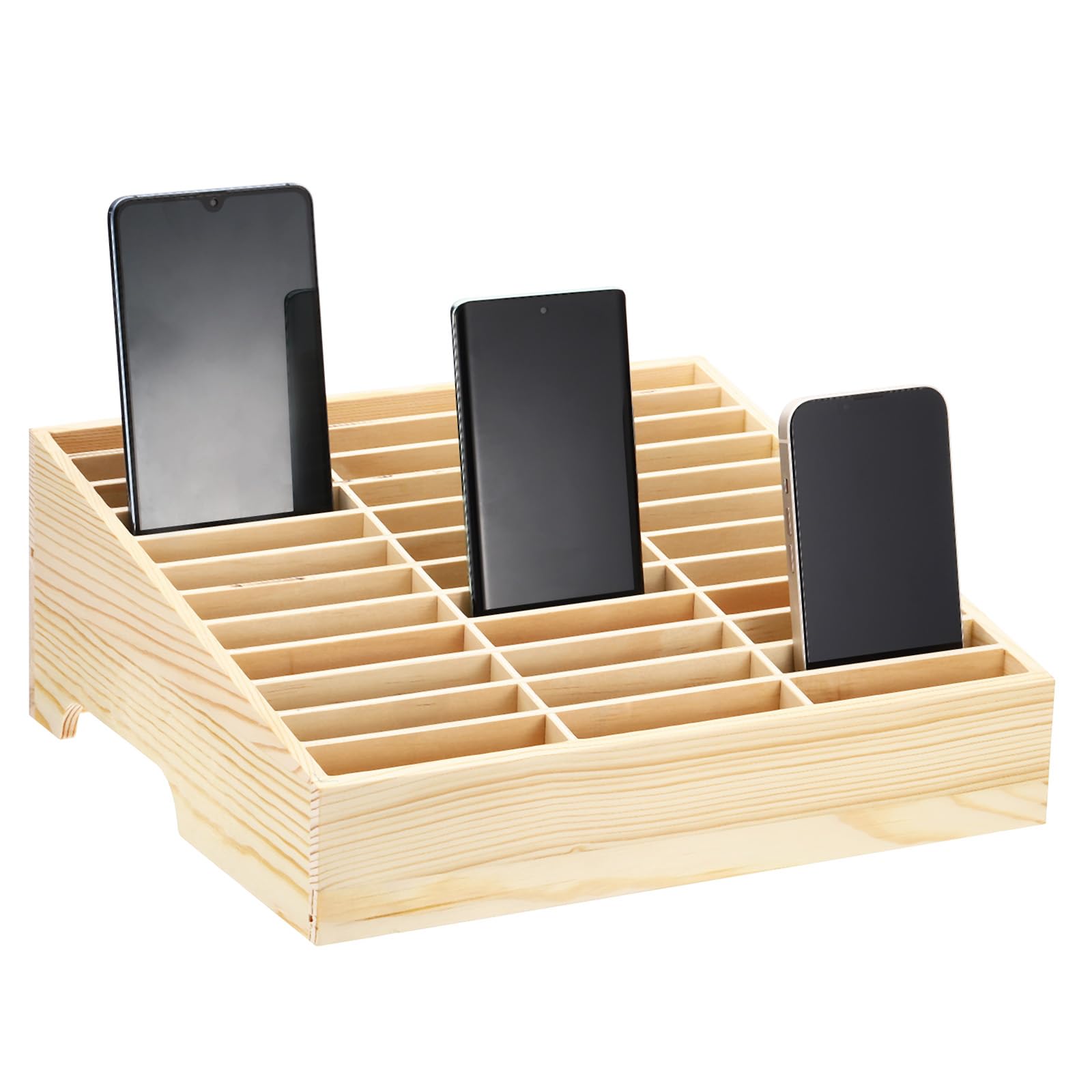 PATIKIL Telefono Cellulare Scatola Custodia Calcolatrice Gestione Scatola Legno 36 Griglia Telefono Cellulare Scrivania Supporto Organizzatore Tavolo Multifunzionale per Ufficio Consiglio
