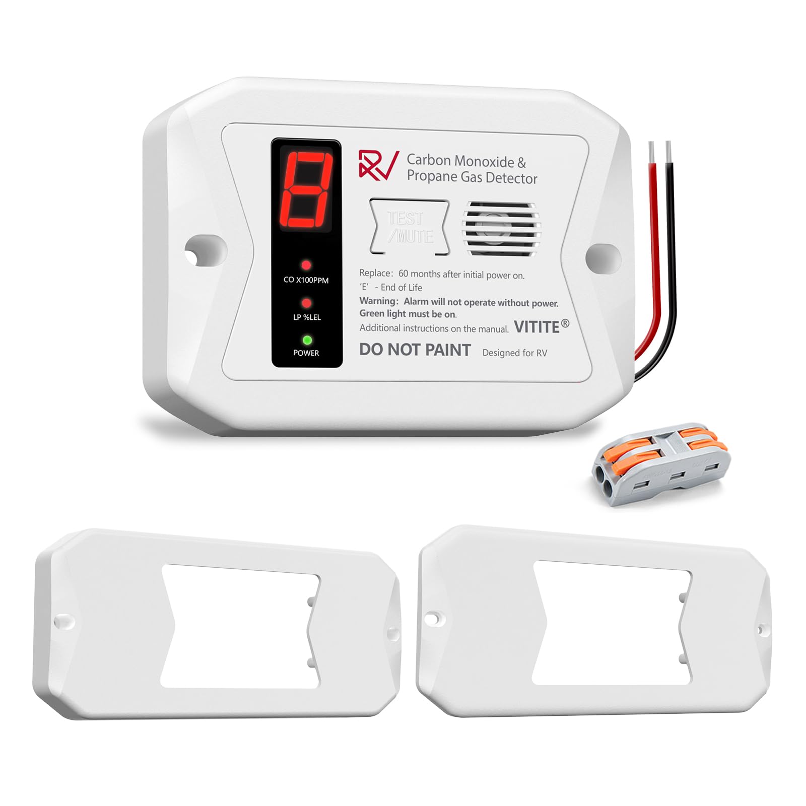 RV Carbon Monoxide & Propane Detectors, VITITE Dual CO/LP Gas Alarm with Digital Display, Replacement for Old RV Gas Detector #20-441 & #30-442,