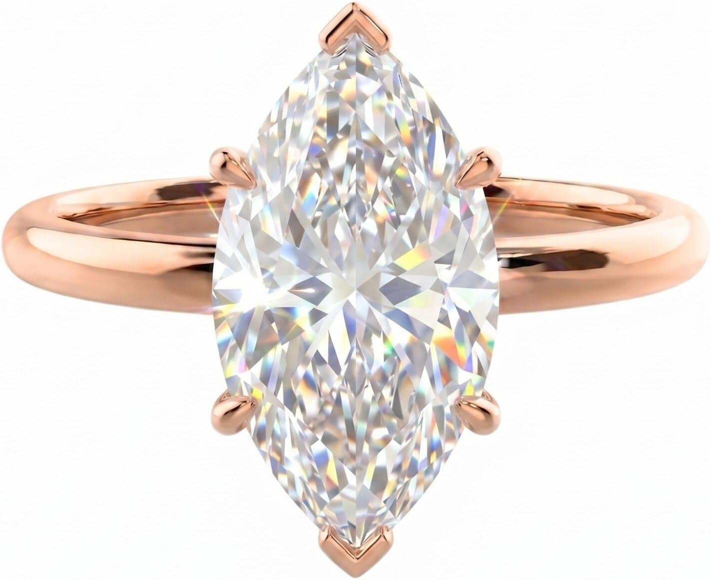 WSX Personalized 1 to 4 Carat IGI Certificated Solitaire Lab Grown Diamond Rings, D Color VVS1-VVS2 Clarity, Classic Wedding Promise Engagement Anniversary Bridal Ring for Women