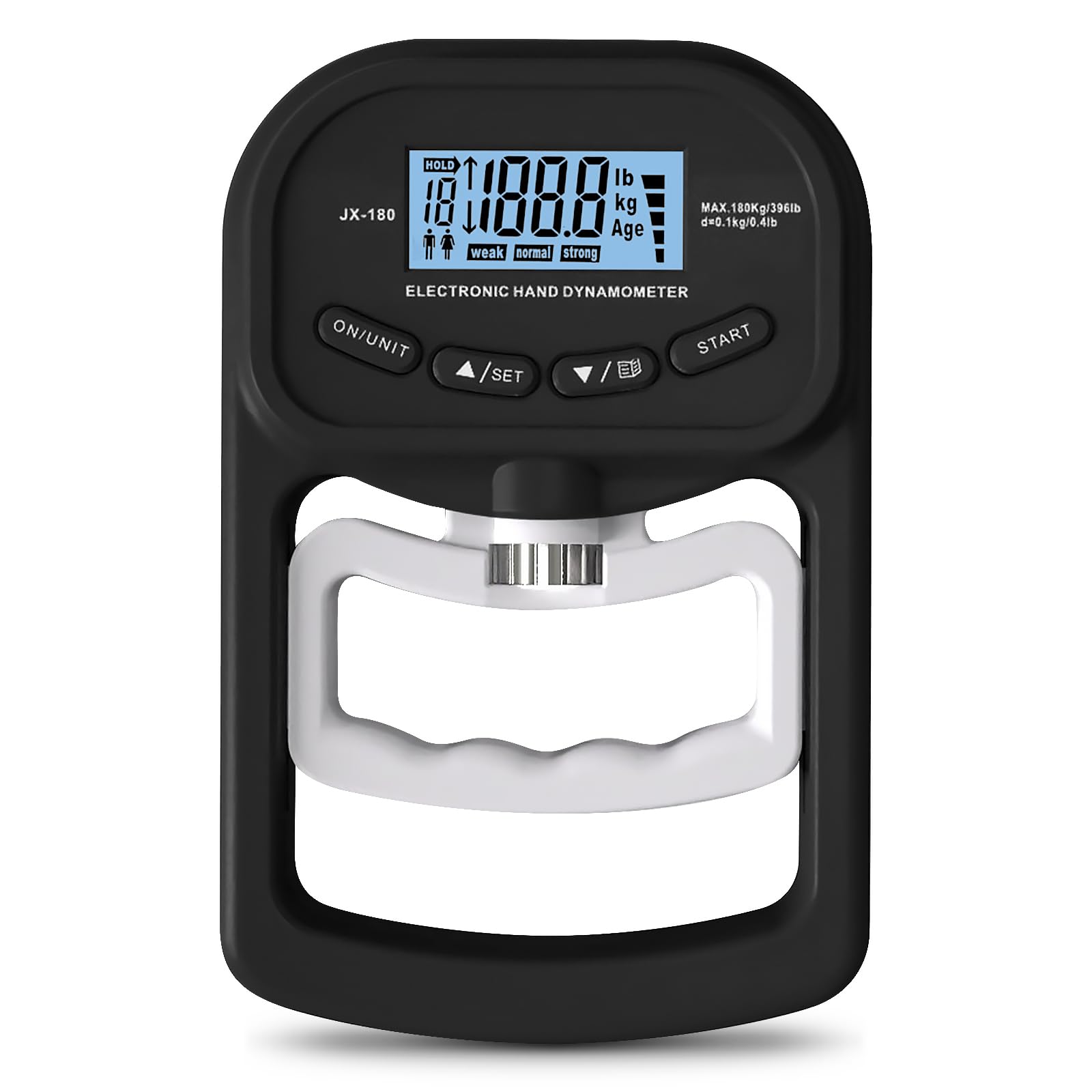 Medidor digital de fuerza de mano 90 kg / 198 lb dinamómetro con pantalla LED USB