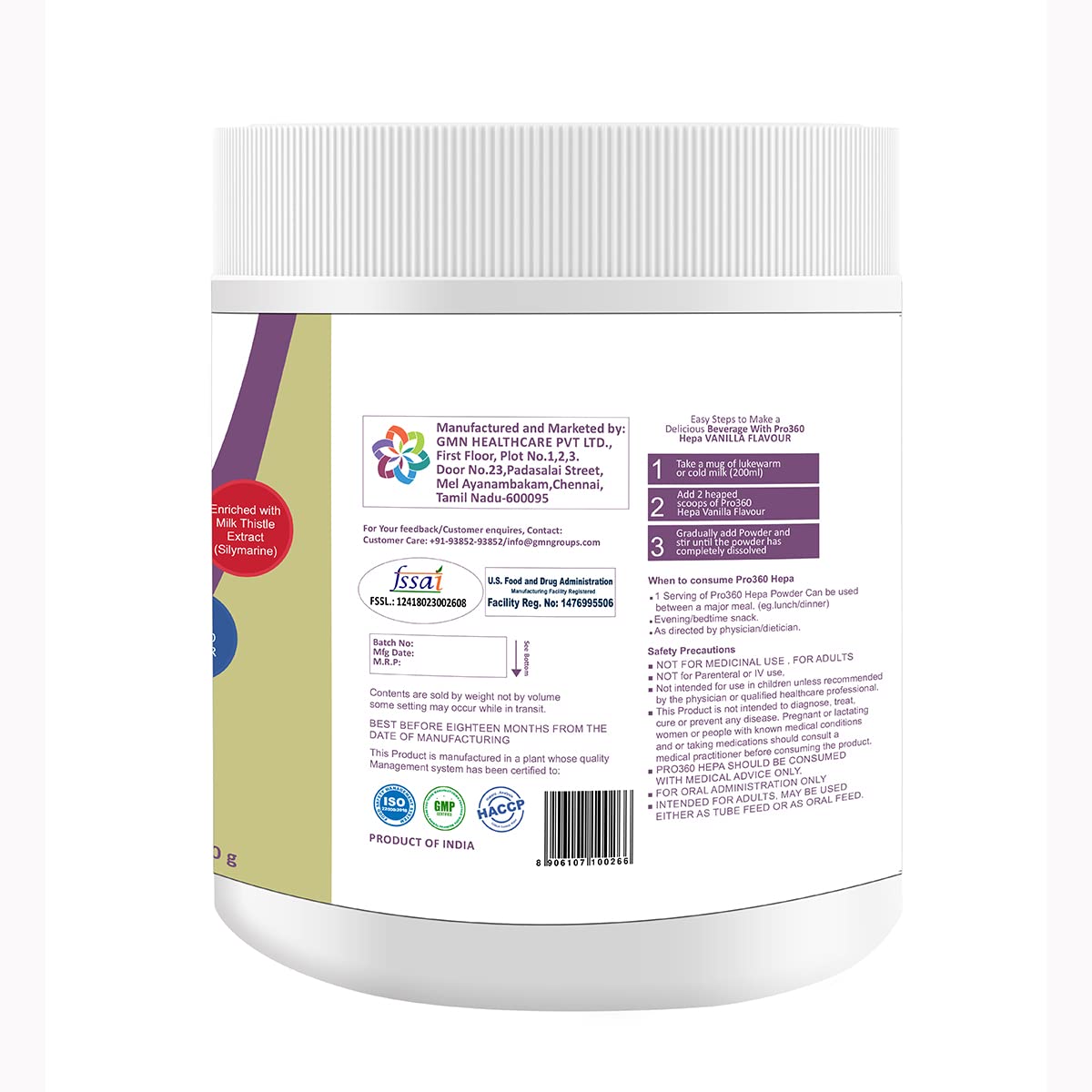 Pro360 Hepa Liver Care Nutritional Supplement High Protein Formula Enriched with Silymarin