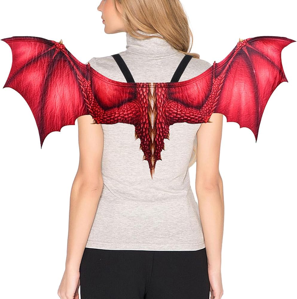 ZHER-LU Dragon Costume Wings Dragon Cape Wings for Adult, Halloween Mardi Gras Cosplay Accessory for Adult (Red)