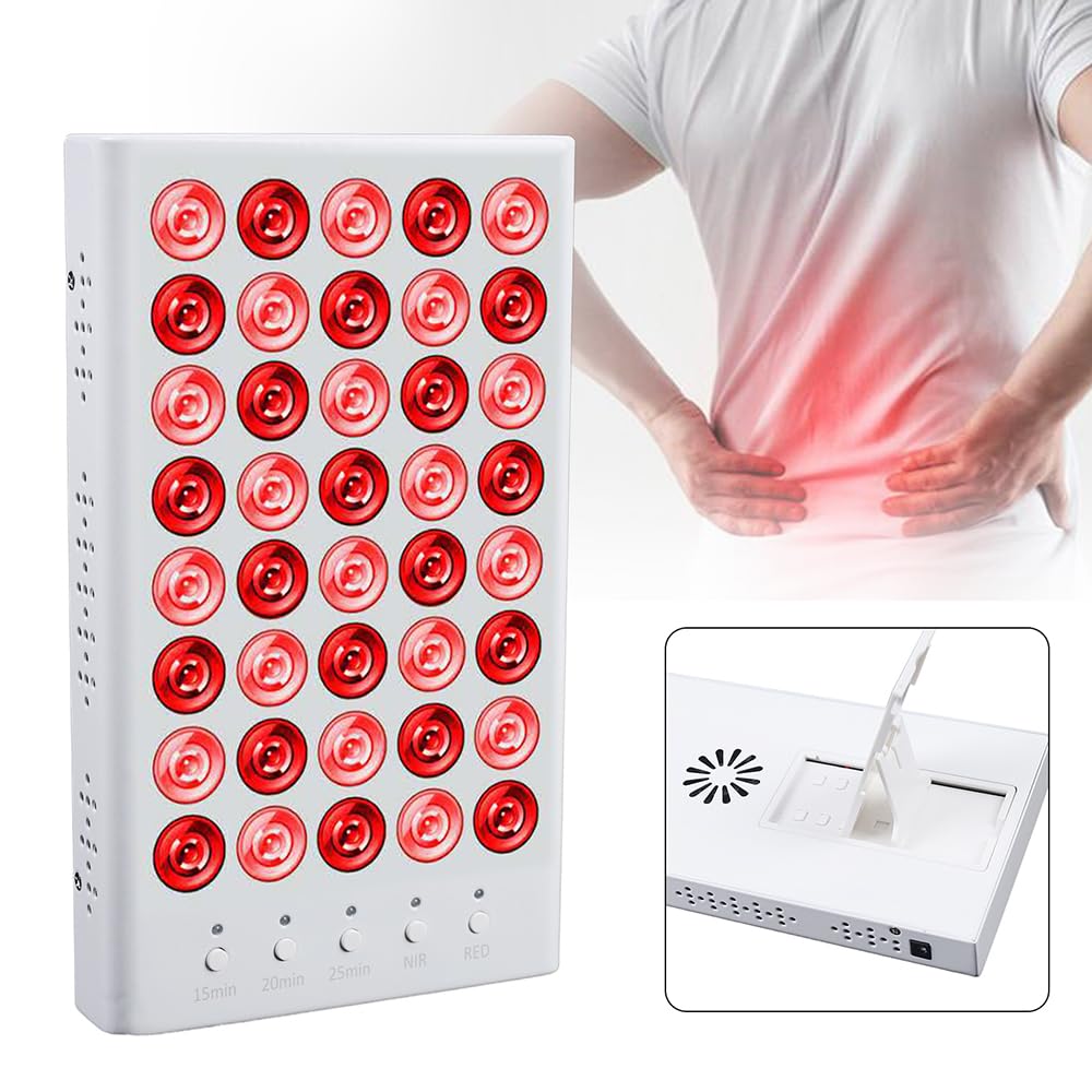 Pannello lampada a luce rossa, 200 W, clinica, anti-invecchiamento, 40 LED, per alleviare il dolore, lampada a infrarossi con supporto e doppia modalità per viso, collo, corpo, muscoli, schiena