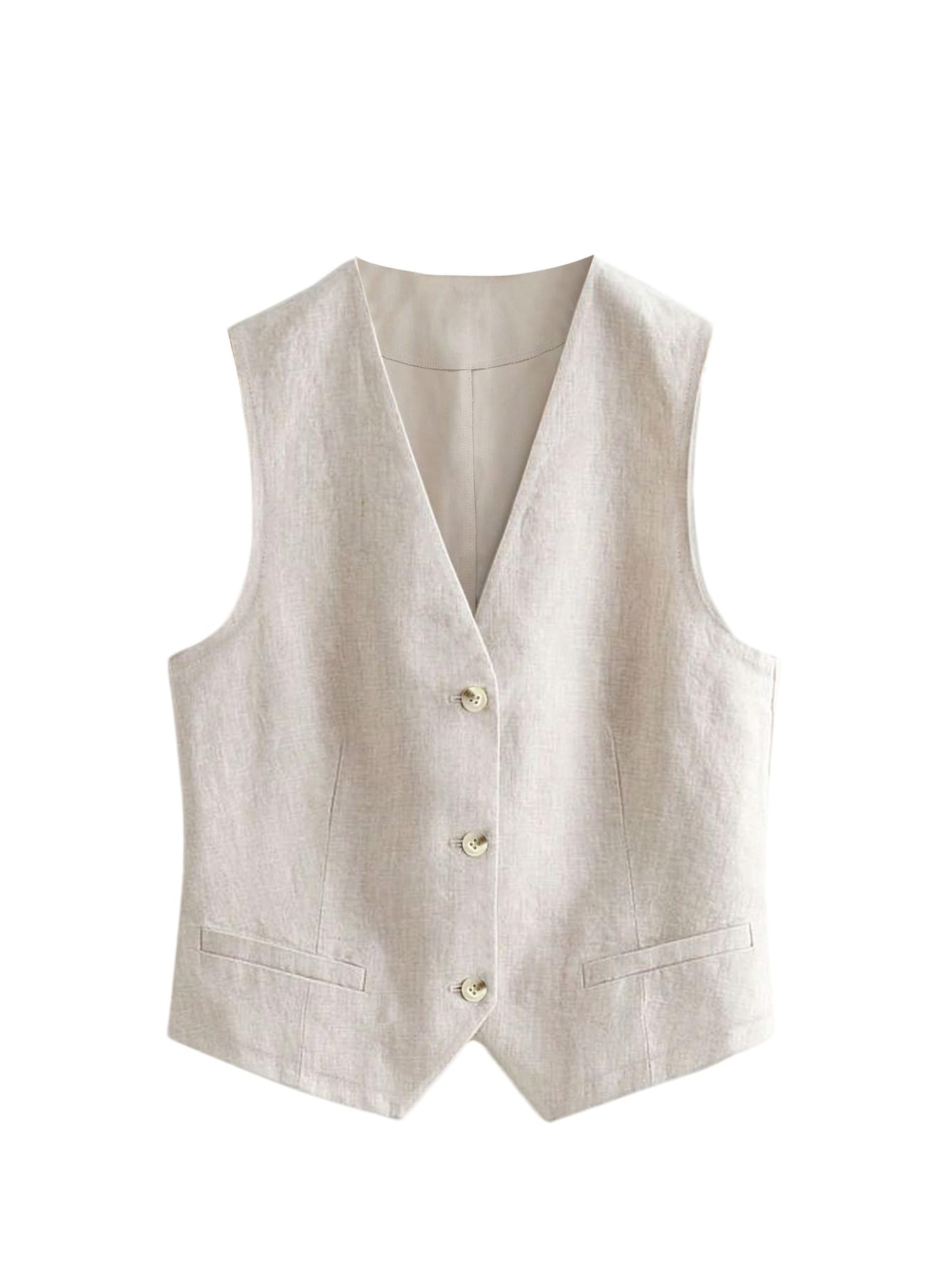 Verdusa Womens Line Vest Button Down Blazer Sleeveless Going Out Top Trendy Work Vest Business Casual Shirt