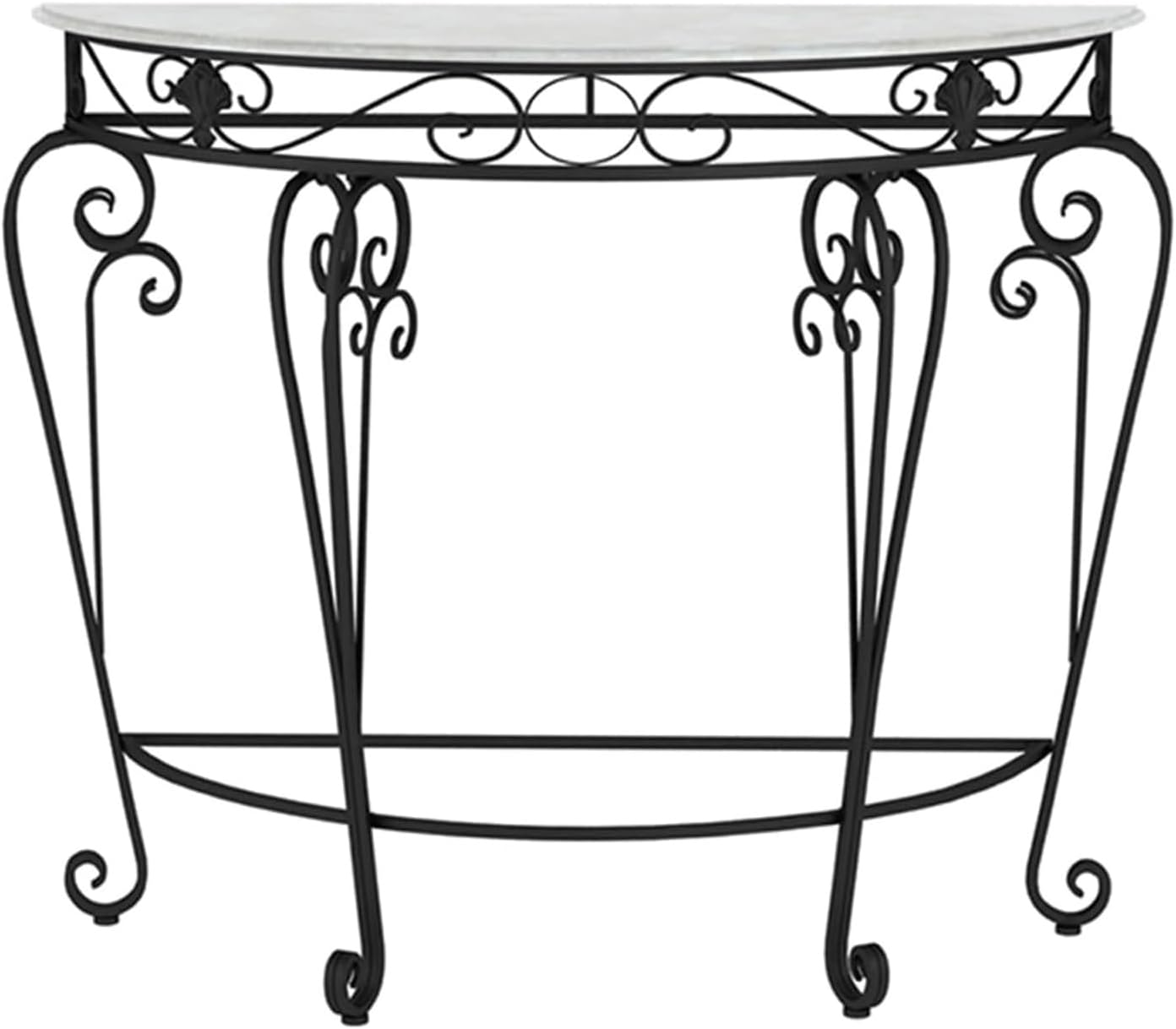 Entryway Table, Half Moon Console Table, Sofa Table, Behind Couch Table, Metal Scroll Legs Accent Table, Against The Wall Hallway Table, Iron Foyer Table(Black,23.6inch/60cm)