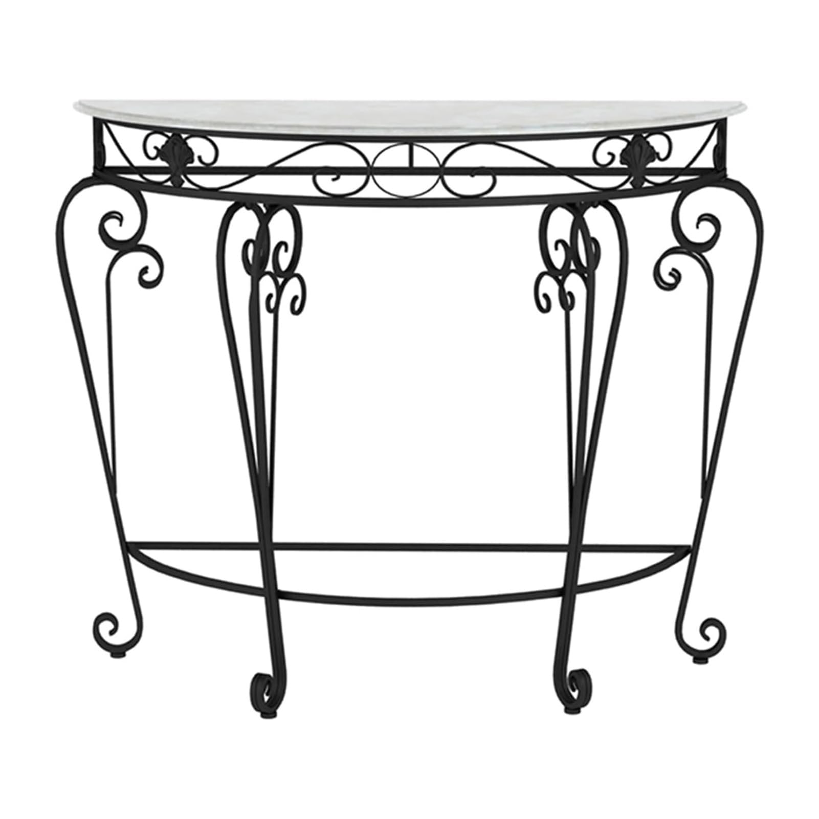 Generico Tavolini consolle con Contenitore, scrivania per corridoio, tavolino Laterale Stretto, Tavolino consolle a Mezza Luna Nero da 27,5", tavolino d'ingresso con Gambe in Metallo a Volute, elega