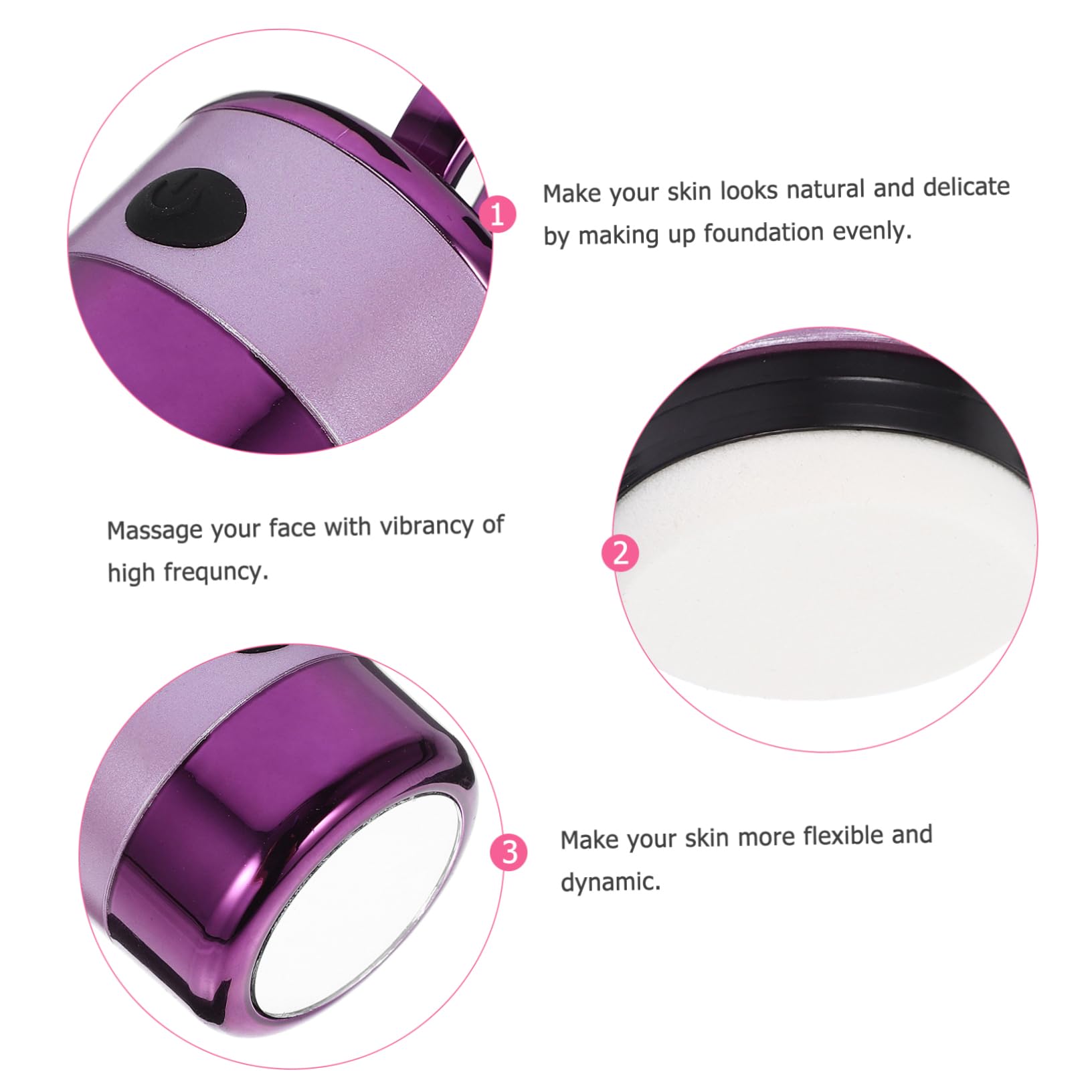 2stücke Elektrischer Makeup-puff Vibrieren Um Foundation Gleichmäßig Aufzutragen Tragbar Und Leicht Einfach Zu Reinigen Für Flexibles Hautgefühl