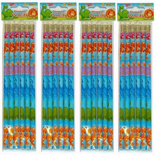 2X12 Dinosaur full length pencils.Eraser top.party bag fillers,teachers rewards