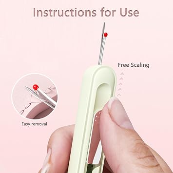 Elegant Dual-Function Sewing Tool Set: Featuring a Needle Threader and Stitch Remover, A Retractable Needle Threading Assistant for Hand Sewing, Knitting, Crafting, and Sewing. (Aqua)