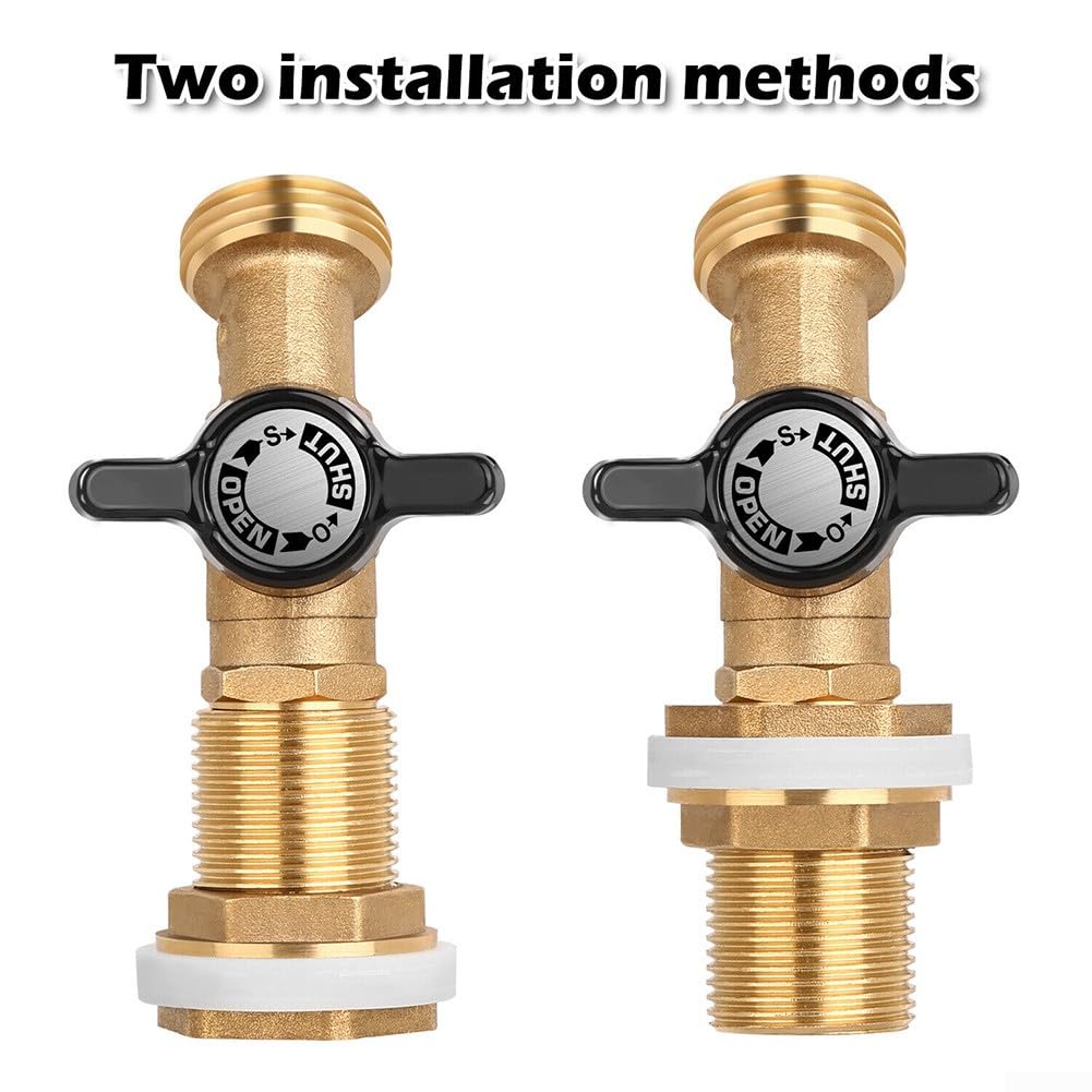 Rubinetto Per Botte D'Acqua Piovana In Ottone 3/4 GHT - Kit Con Valvola A Sfera, Raccordo A Paratia E Nastro PTFE