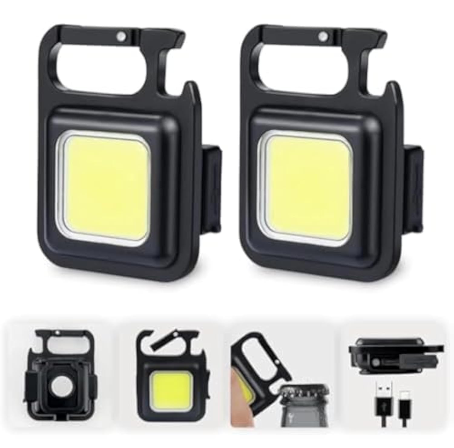 LED Keychain Flashlight, 1000 Lumens Bright Rechargeable COB Mini Keychain Flashlights,4 Light Modes Portable Light with Folding Bracket, Magnet Base and Bottle Opener for Camping (B0BK4QY5C6) Amazon Price History, Amazon Price Tracker