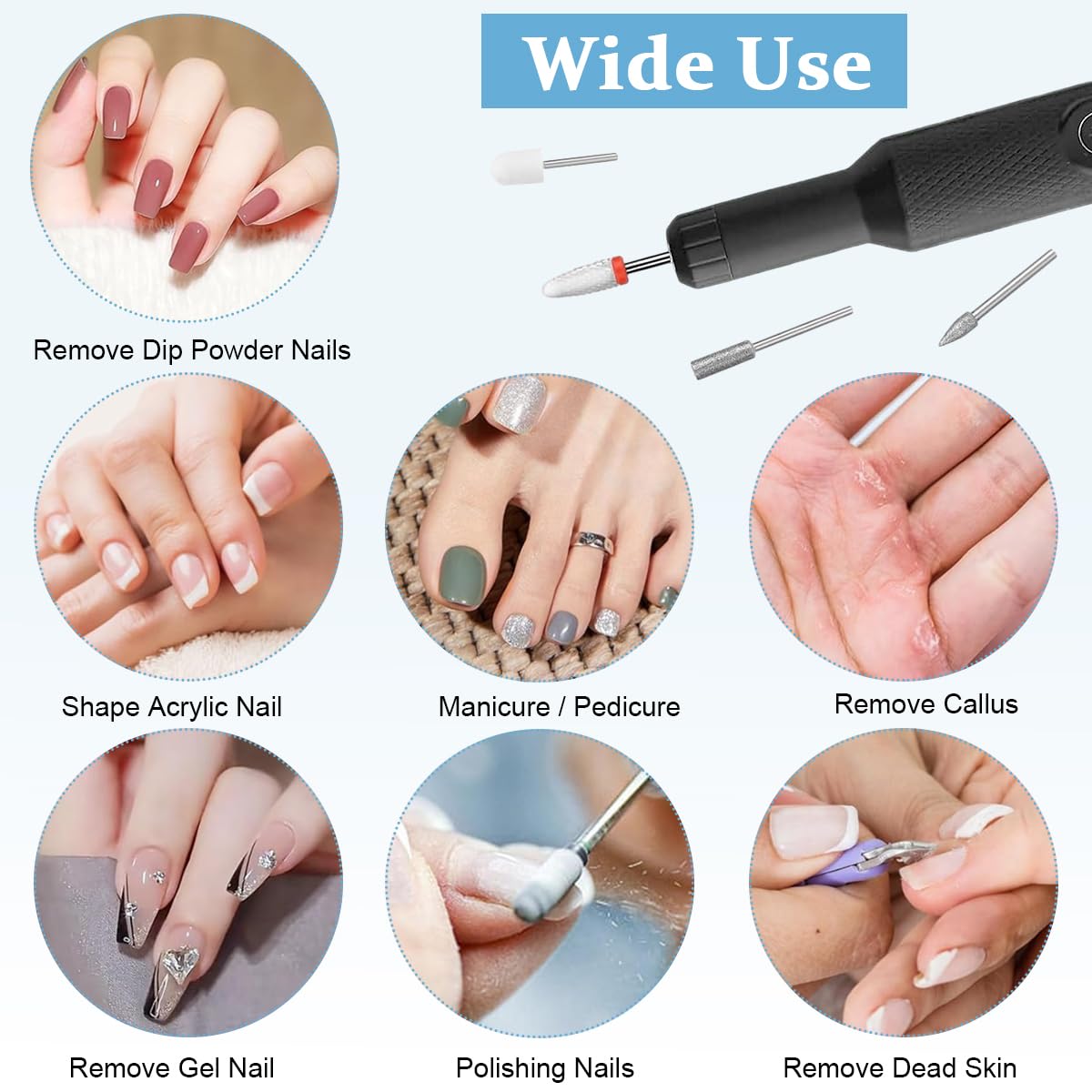 MAYCREATE Nail Drill Machine Cordless Adjustable Bit Set for Gel Extension 3