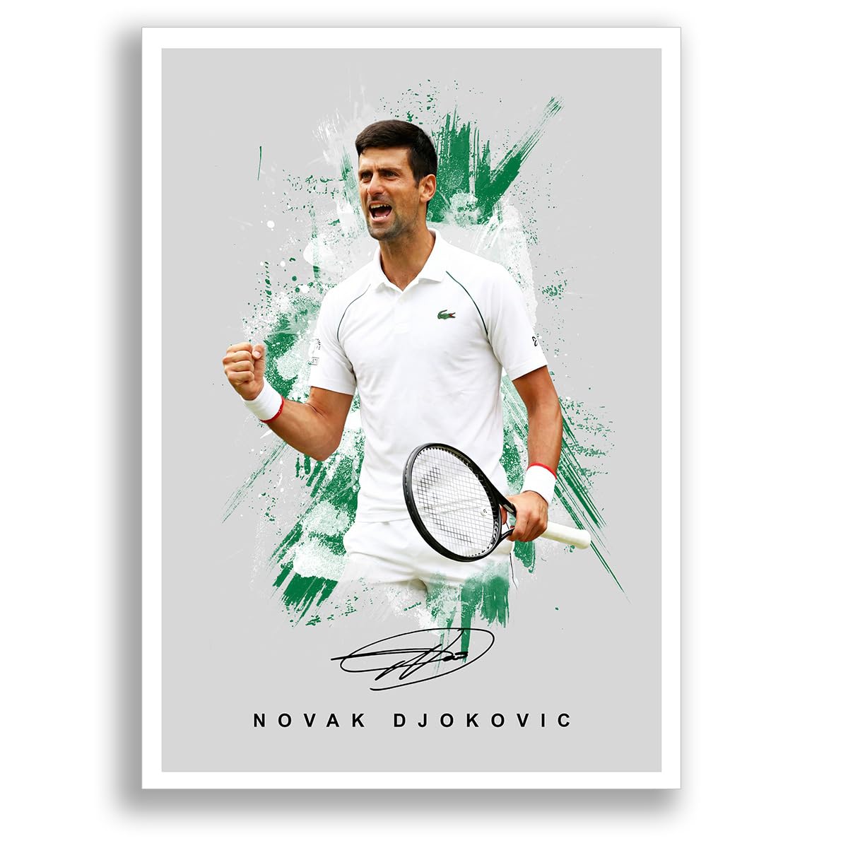 Novak Djokovic Tennis Signed Photo Poster A4/A3 Print Picture Display Framed Autograph Memorabilia for Sports Fans Gift Serbia (Grey (A4 Unframed))