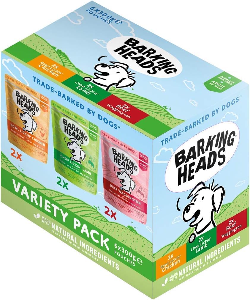 Barking Heads Adult Dog Food Wet Pouches Variety Pack Natural & GrainFree with No Artificial