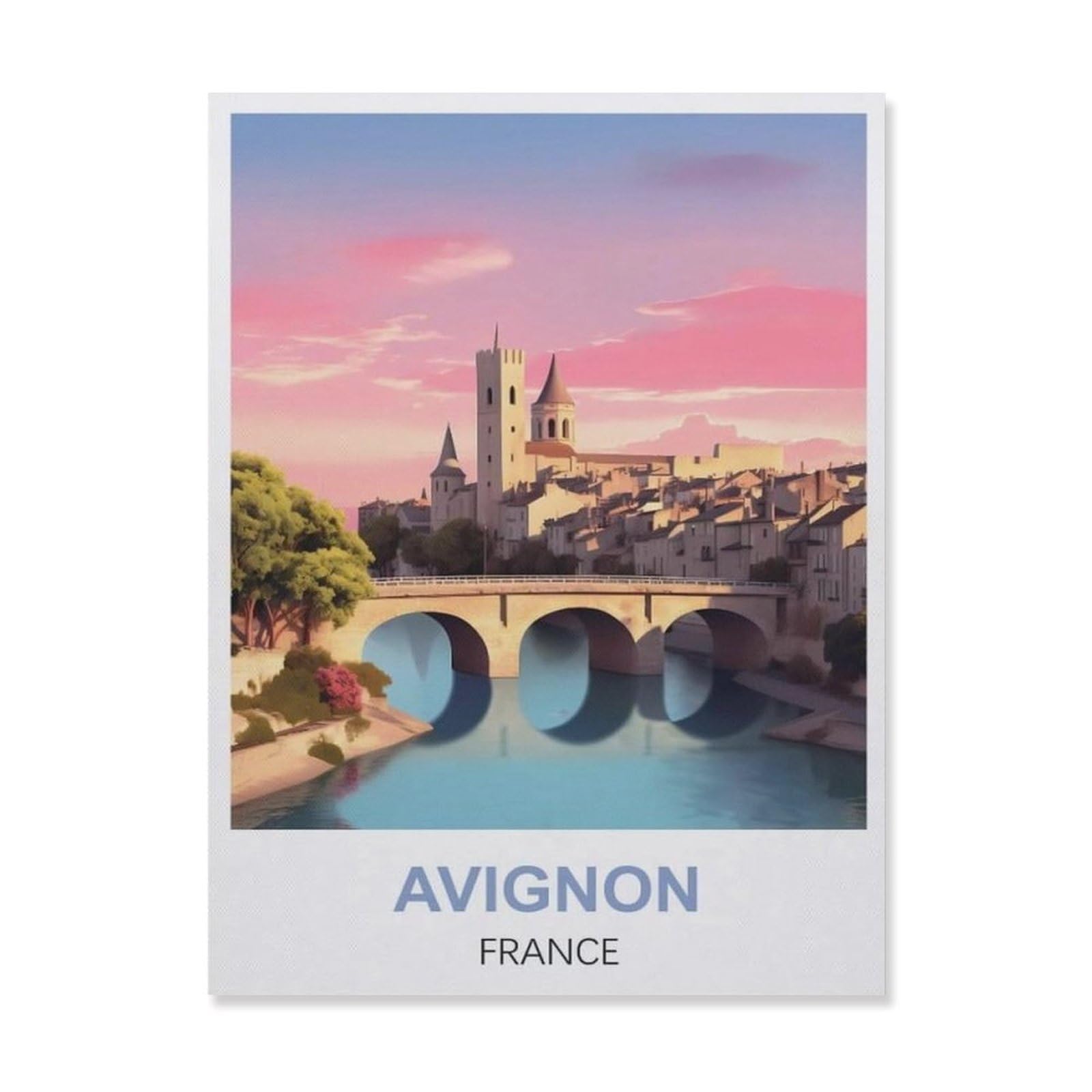 Vintage Wall Decor Metal Poster Plaque，Avignon France(20x30cm）