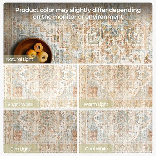 Tapete decorativo lavable Kokia 8x10 estilo boho naranja miniatura 3