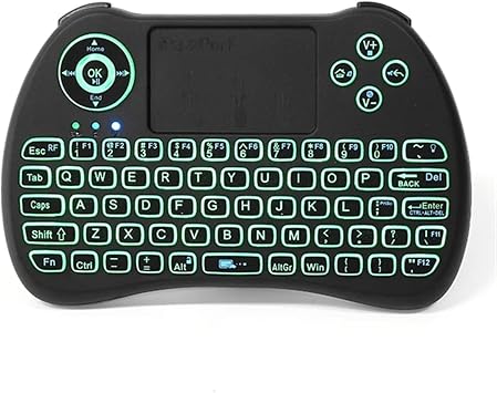 Mini Wireless Keyboard, 2.4G Wireless Spanish 3 Colors Backlit Mini Keyboard, Touchpad, Air Mouse, Compatible with PC, Smartphone, Smart TVBOX and Phone