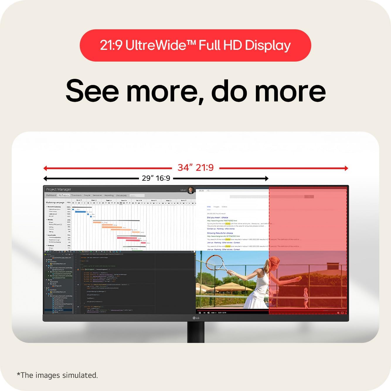 LG UltraWide Monitor 34U511A ports and stand