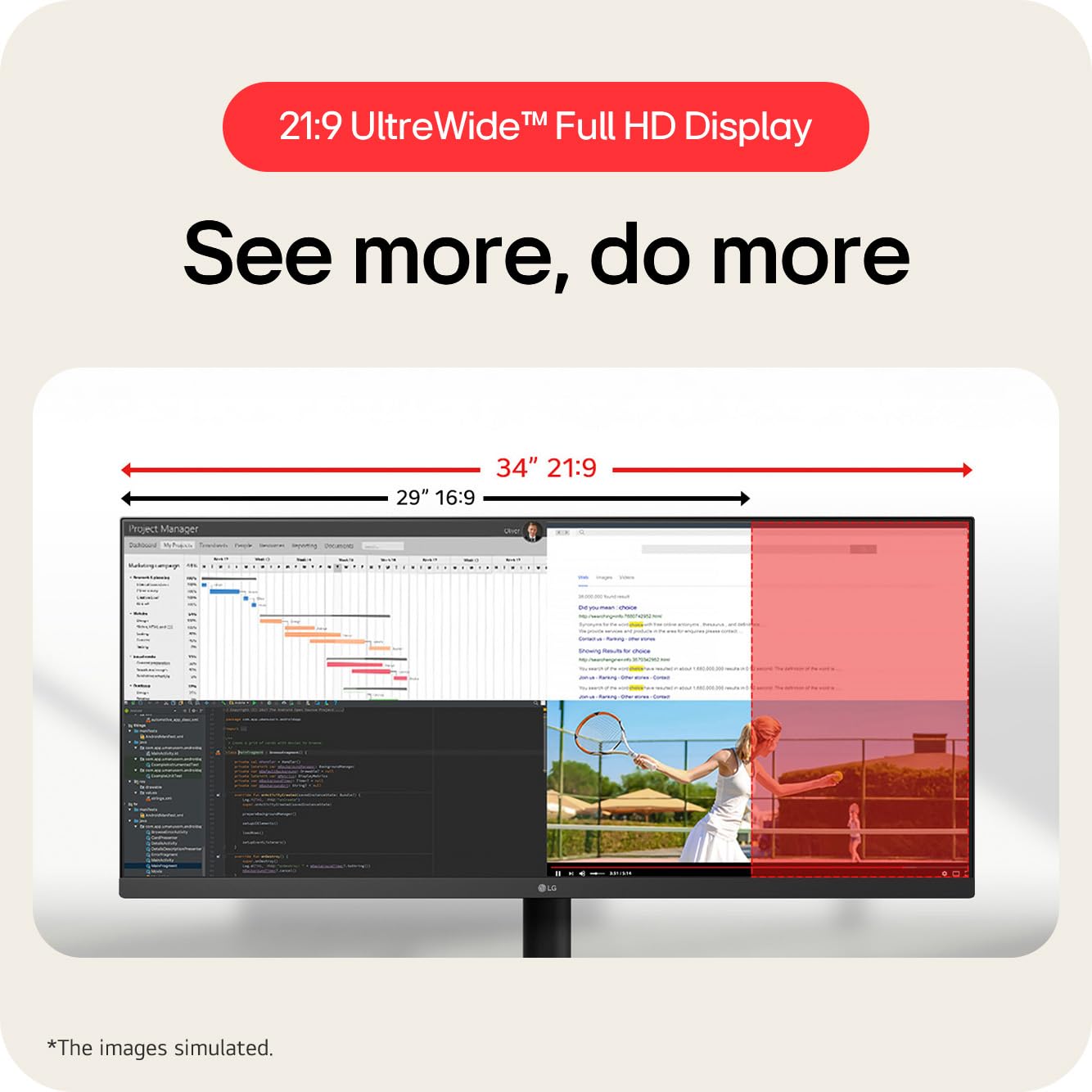 34IN IPS UW FHD 2560X1080 21:9 - 1000:1 400CD/M2 HDMI/DP