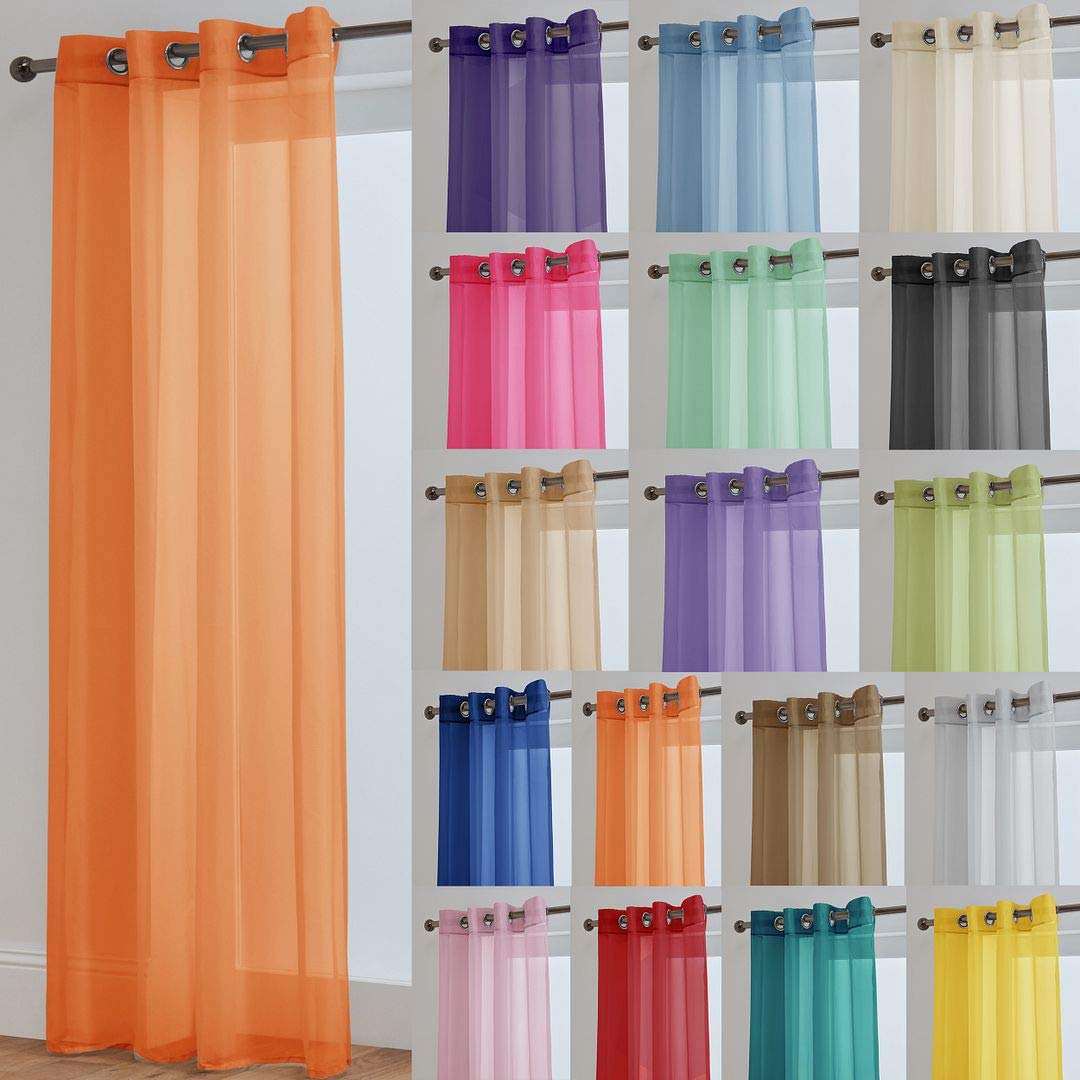 John Aird Orange Lucy Voile Curtain - Eyelet - 1X Curtain Panel (, 58" Wide X 81" Drop)