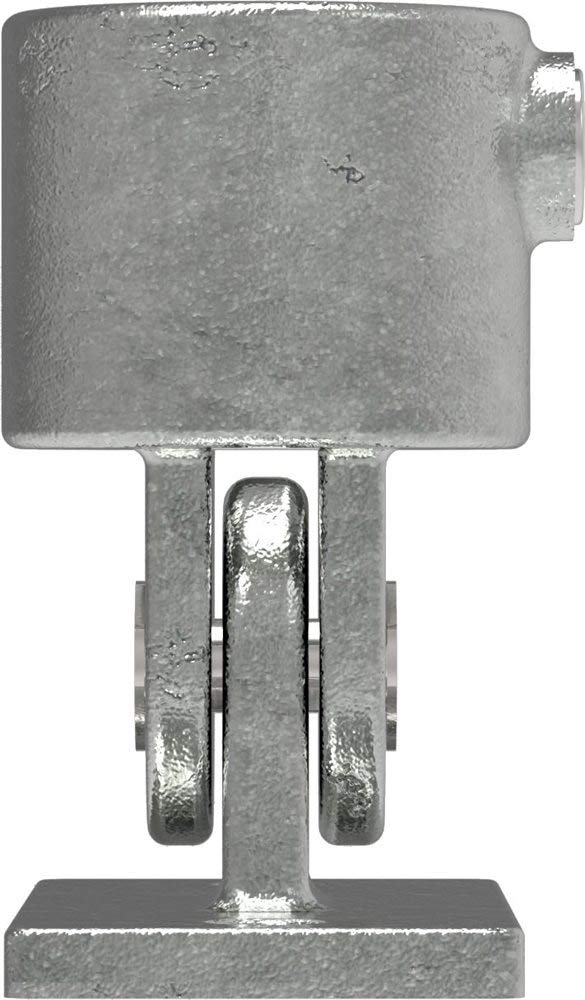 Fenau | Puntal/base con bisagra variable, Ø 48,3 mm, empalme de tubo, brida inferior, fundición maleable, galvanizado en caliente, incl. tornillos